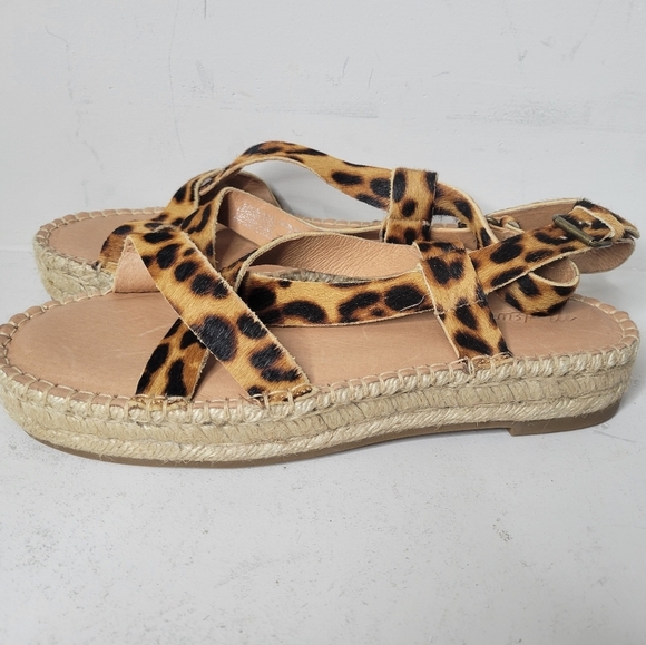 Madewell The Malia Espadrille Sandal in Leopard Calf Hair SZ 9 - Picture 4 of 7
